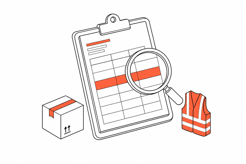 A magnifying glass checking inventory records